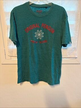 Original Penguin Teal Short Sleeve Logo Tee with Red Accent